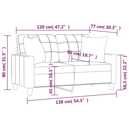 2-Seater Sofa with Cushions Lounge Couch Futon Chair Faux Leather Cappuccino - Image 8