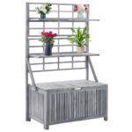 Storage Box with Trellis Grey 99x55x160cm Solid Acacia Wood