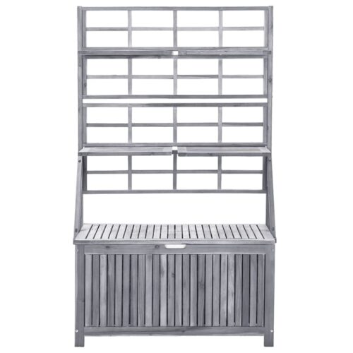Storage Box with Trellis Grey 99x55x160cm Solid Acacia Wood - Image 3