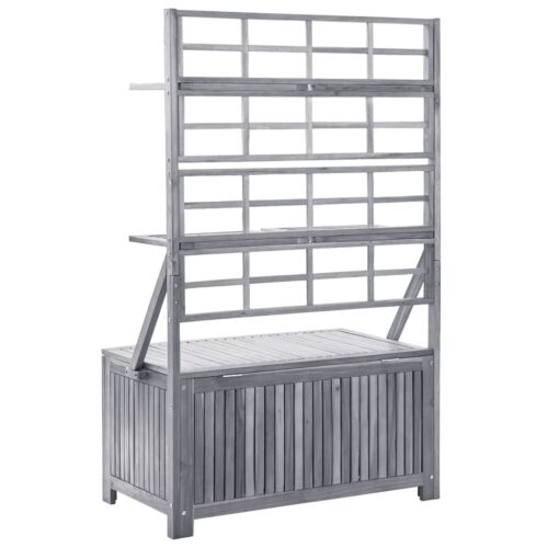 Storage Box with Trellis Grey 99x55x160cm Solid Acacia Wood - Image 5
