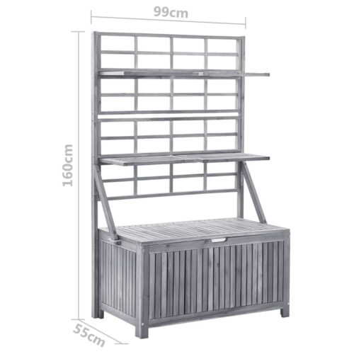 Storage Box with Trellis Grey 99x55x160cm Solid Acacia Wood - Image 9