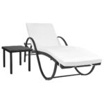 Outdoor Sun Lounger Set Patio Garden Lounge Pool Chair Table Steel Wicker Rattan