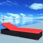Outdoor Sun Lounger Patio Garden Sun Recliner Lounge Beach Chair Red