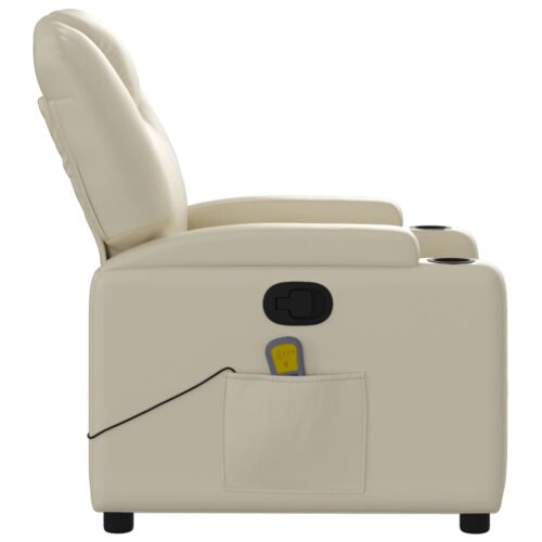 Massage Recliner Chair Lounge Sofa Massager Couch Armchair Faux Leather Cream - Image 5
