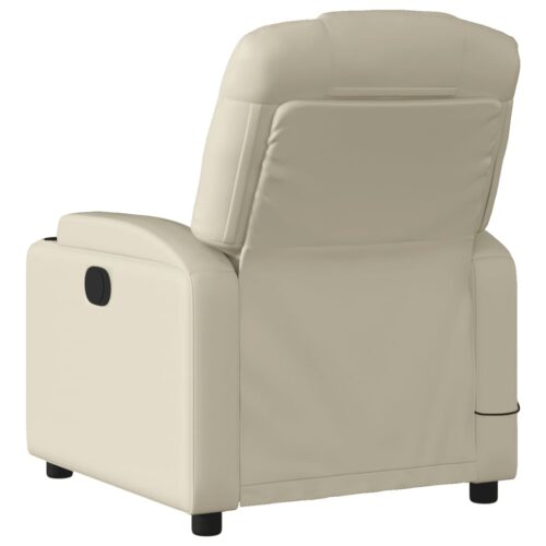 Massage Recliner Chair Lounge Sofa Massager Couch Armchair Faux Leather Cream - Image 6