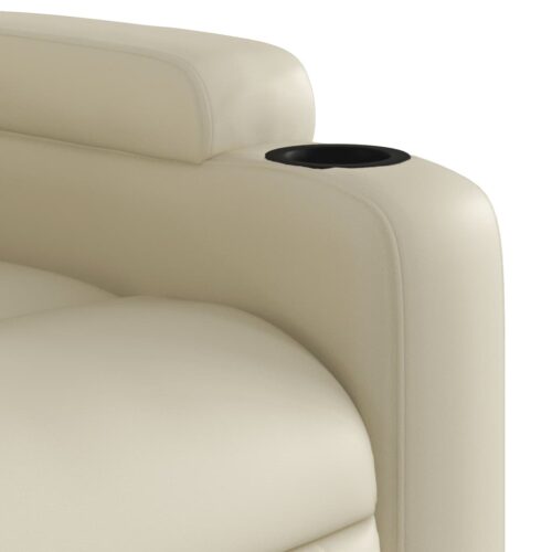 Massage Recliner Chair Lounge Sofa Massager Couch Armchair Faux Leather Cream - Image 9