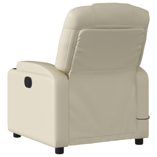 Massage Recliner Chair Lounge Sofa Massager Couch Armchair Faux Leather Cream - Image 4