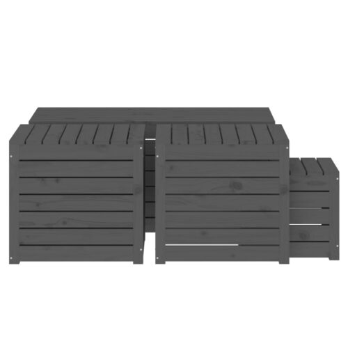 4-Piece Garden Box Set Grey Solid Wood Pine - Image 8