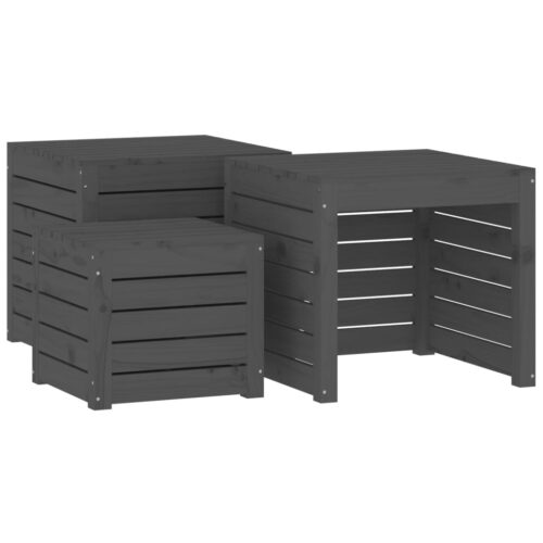 4-Piece Garden Box Set Grey Solid Wood Pine - Image 10