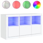 LED Lights Sideboard Buffet Display Cabinet Storage Kitchen Cupboard Shelf Table