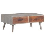 Coffee Table Grey 100x60x40cm Solid Rough Mango Wood