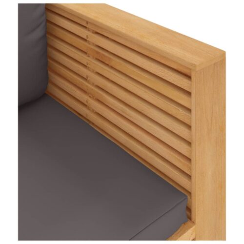 Teak Wood Timber Garden Sofa Chair Outdoor Patio Dining Lounge Seat Dark Grey Cushions - Image 5