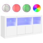 LED Lights Sideboard Buffet Display Cabinet Storage Kitchen Cupboard Shelf Table