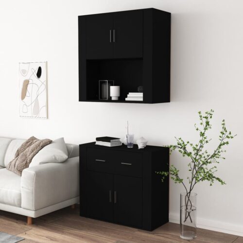 Highboard Black Engineered Wood - Image 4