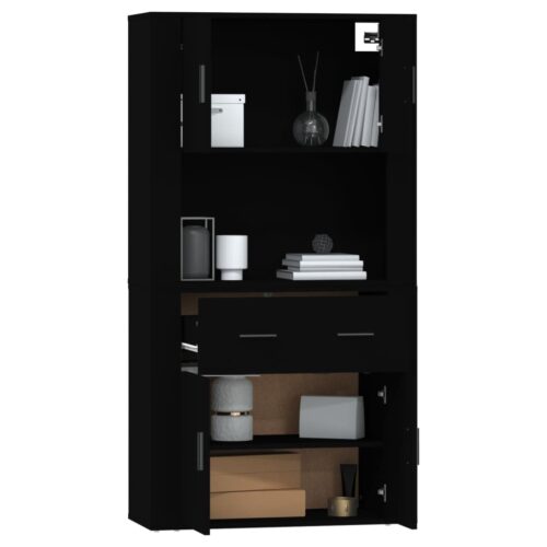 Highboard Black Engineered Wood - Image 7