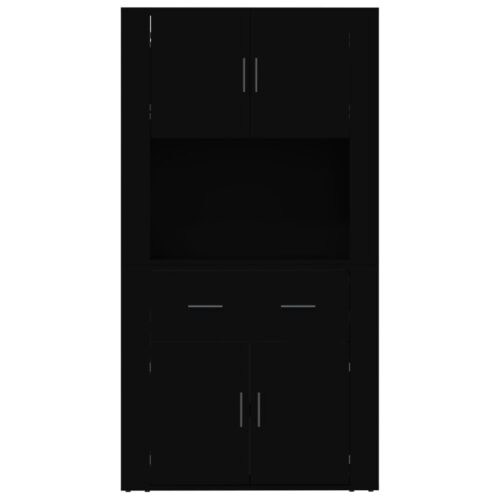 Highboard Black Engineered Wood - Image 8