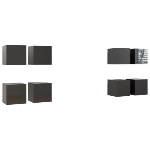 Wall Mounted TV Cabinets 8pcs High Gloss Grey 30.5x30x30cm - Image 2