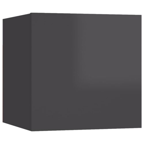 Wall Mounted TV Cabinets 8pcs High Gloss Grey 30.5x30x30cm