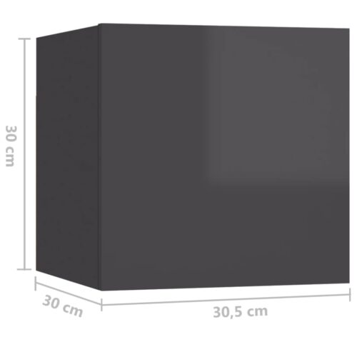 Wall Mounted TV Cabinets 8pcs High Gloss Grey 30.5x30x30cm - Image 5