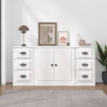 Sideboards 3pcs White Engineered Wood