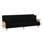 Fabric Sofa Bed with Armrest 3-Seater Lounge Couch Futon Recliner Beds Black