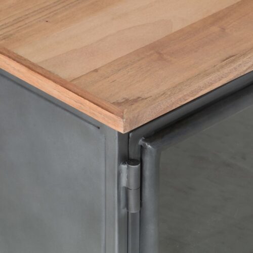 TV Cabinet Grey 120x30x40cm Solid Acacia Wood Steel - Image 4