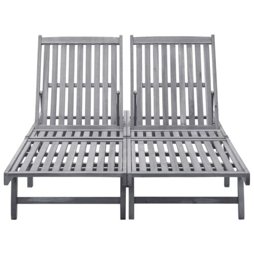 2-Person Sun Lounger Solid Acacia Wood - Image 2