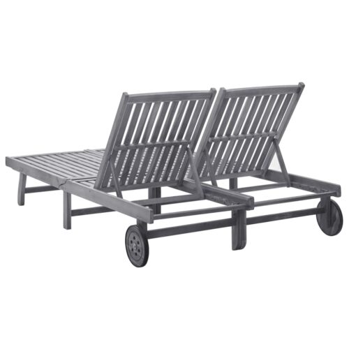 2-Person Sun Lounger Solid Acacia Wood - Image 4