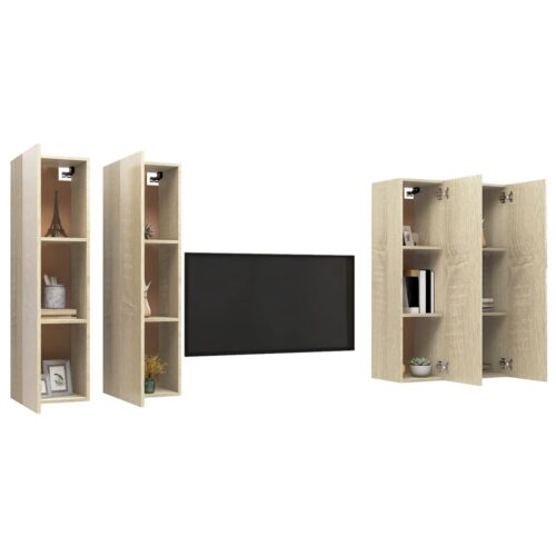 TV Cabinets 4pcs Sonoma Oak 30.5x30x110cm Engineered Wood - Image 4