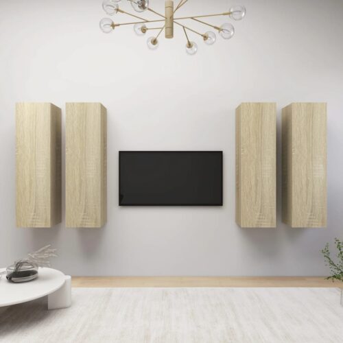 TV Cabinets 4pcs Sonoma Oak 30.5x30x110cm Engineered Wood - Image 3