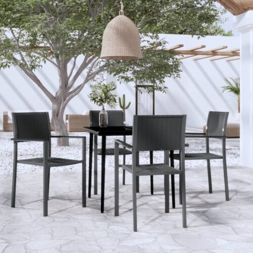 5-Piece Garden Dining Set Black - Image 12