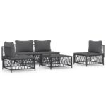 5-Piece Garden Lounge Set with Cushions Anthracite Steel