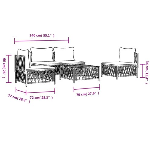 5-Piece Garden Lounge Set with Cushions Anthracite Steel - Image 7