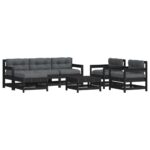 7-Piece Garden Lounge Set Outdoor Patio Sofa Chairs Furniture Pine Wood Black