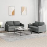 2pcs Sofa Set 5-Seater Modern Living Room Lounge Couch Futon Fabric Dark Grey