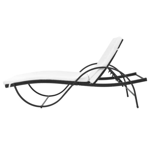 Sun Loungers 2pcs with Table Poly Rattan Black (42884+42886) - Image 4