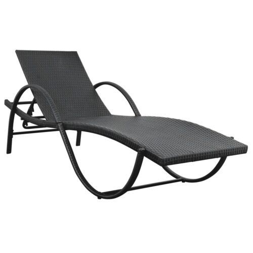 Sun Loungers 2pcs with Table Poly Rattan Black (42884+42886) - Image 6