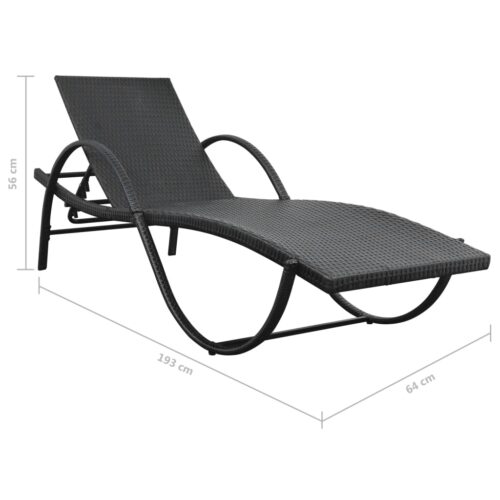 Sun Loungers 2pcs with Table Poly Rattan Black (42884+42886) - Image 10
