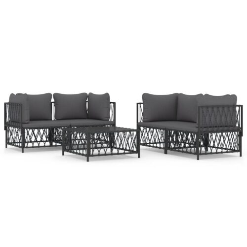 5-Piece Garden Lounge Set with Cushions Anthracite Steel