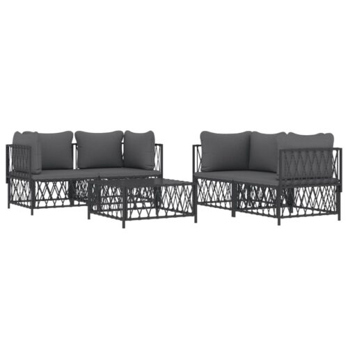 5-Piece Garden Lounge Set with Cushions Anthracite Steel - Image 2