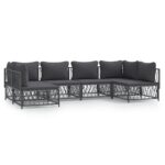 6-Piece Garden Lounge Set Steel Outdoor Pation Cushions Sofa Furniture Setting Anthracite Grey