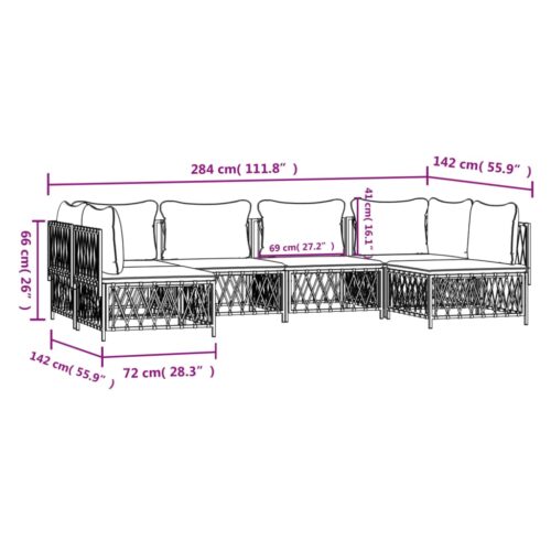 6-Piece Garden Lounge Set Steel Outdoor Pation Cushions Sofa Furniture Setting Anthracite Grey - Image 8