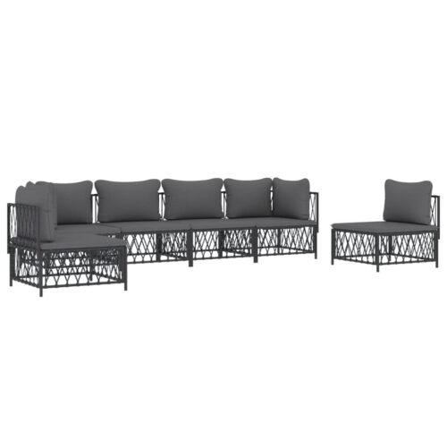 6-Piece Garden Lounge Set Steel Outdoor Patio Lounge Sofa Chairs Setting Grey Anthracite - Image 3