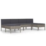 6-Piece Garden Lounge Set with Cushions Poly Rattan Wicker Outdoor Patio Furniture Grey