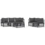 6-Piece Garden Lounge Set Steel Outdoor Pation Cushions Sofa Couch Setting Grey Anthracite