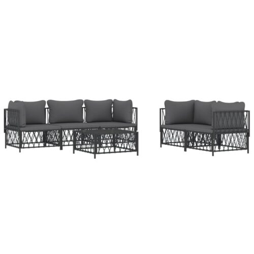 6-Piece Garden Lounge Set Steel Outdoor Pation Cushions Sofa Couch Setting Grey Anthracite - Image 3