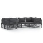 6-Piece Garden Lounge Set with Cushions Anthracite Steel