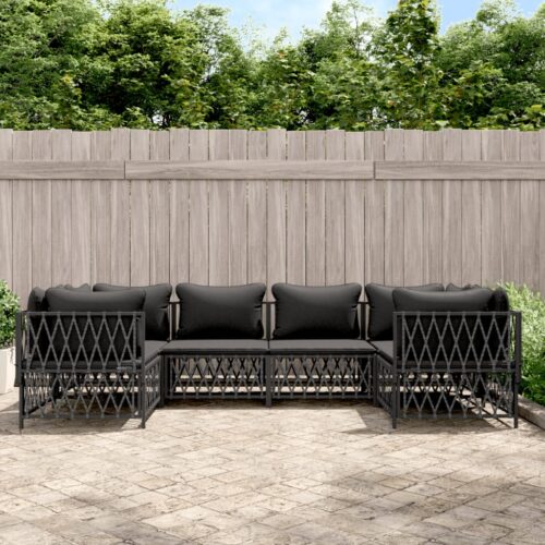 6-Piece Garden Lounge Set with Cushions Anthracite Steel - Image 9
