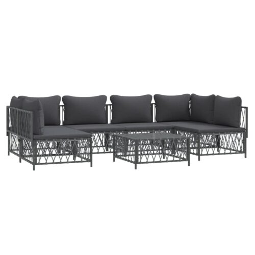 7-Piece Garden Lounge Set with Cushions Anthracite Steel Outdoor Patio Lounge Furniture - Image 3