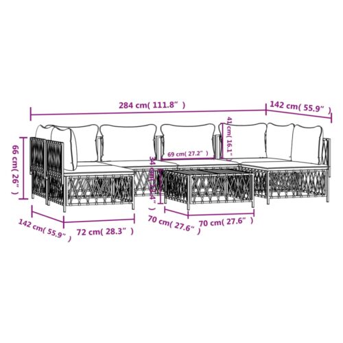 7-Piece Garden Lounge Set with Cushions Anthracite Steel Outdoor Patio Lounge Furniture - Image 9